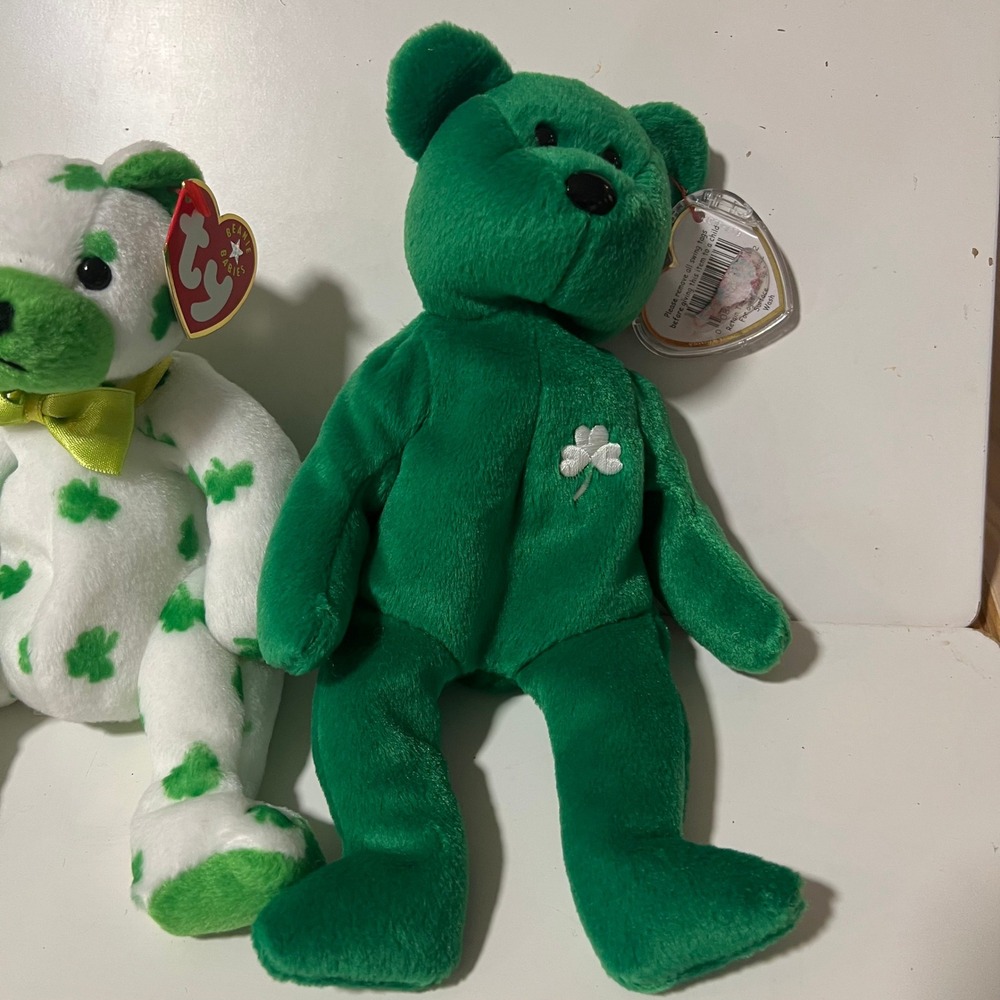 Ty Beanie Babies St Patricks Day Bear Lot Erin Shamrock‎ Clover Luck-e 6pc Set - Picture 7 of 16